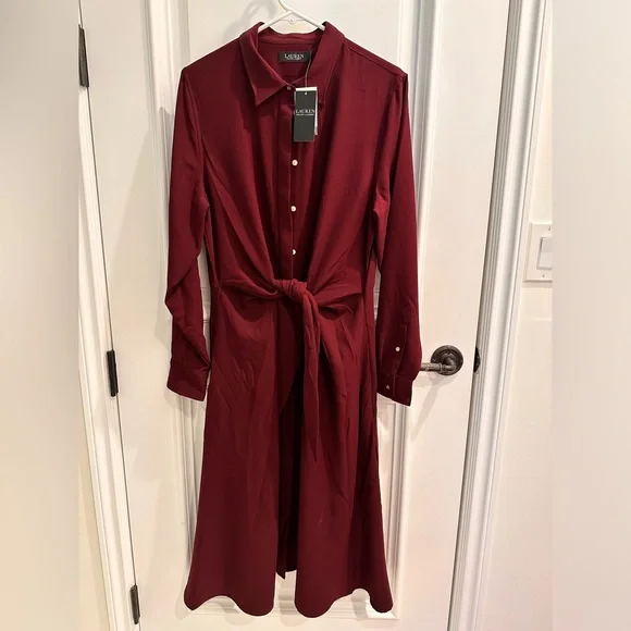NWT Ralph Lauren shirt dress in beautiful maroon. - Picture 1 of 5